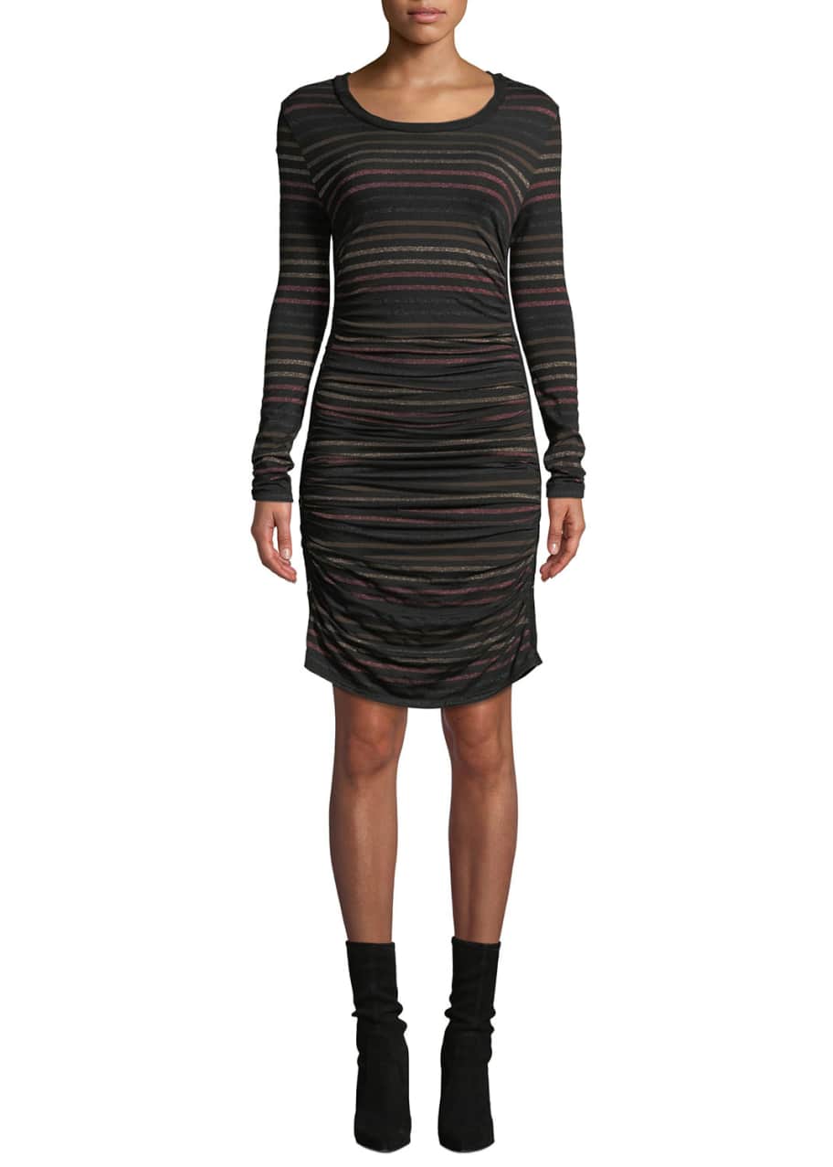 Daphne Striped Metallic Long Sleeve Dress