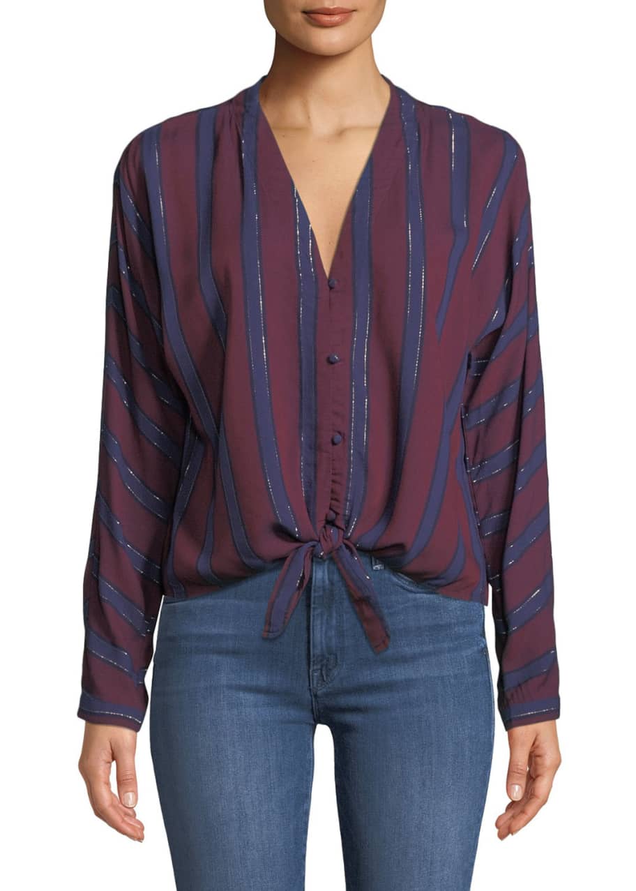 Rails Sloane Striped Metallic Tie Front Top Bergdorf Goodman