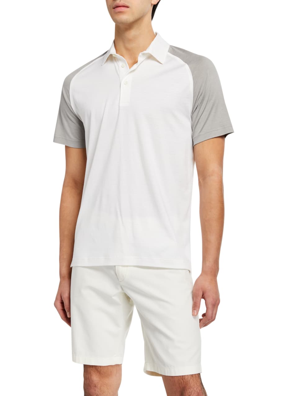 Image 1 of 1: Men's Two-Tone Silk/Cotton Jersey Polo Shirt