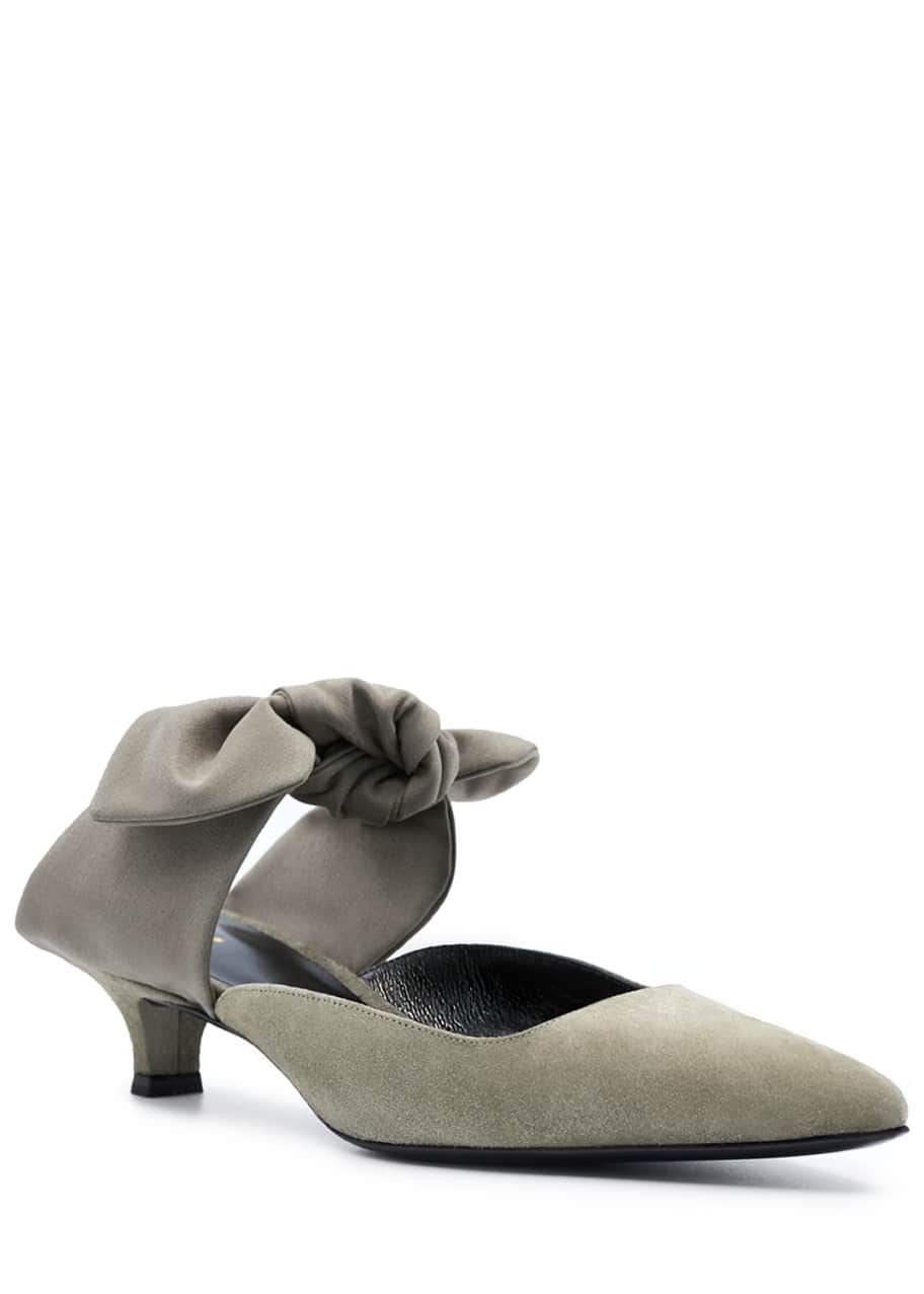THE ROW Coco Suede and Satin Mules Bergdorf Goodman