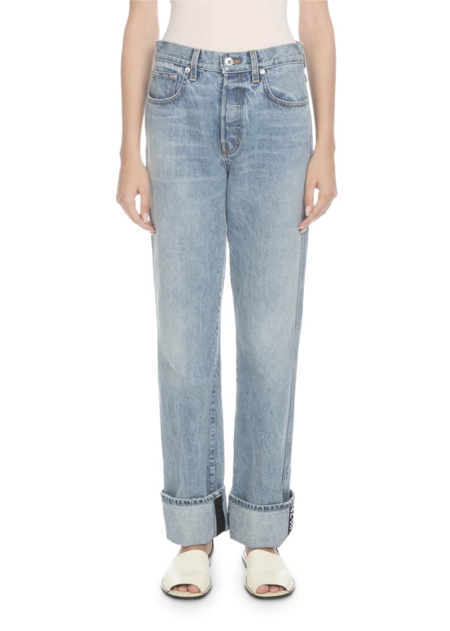 Image 1 of 1: Rigid Cuffed Stovepipe Jeans
