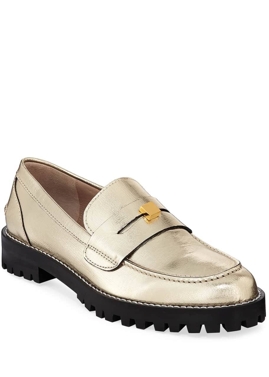 Stuart Weitzman Penley Metallic Lugged Loafers Bergdorf Goodman