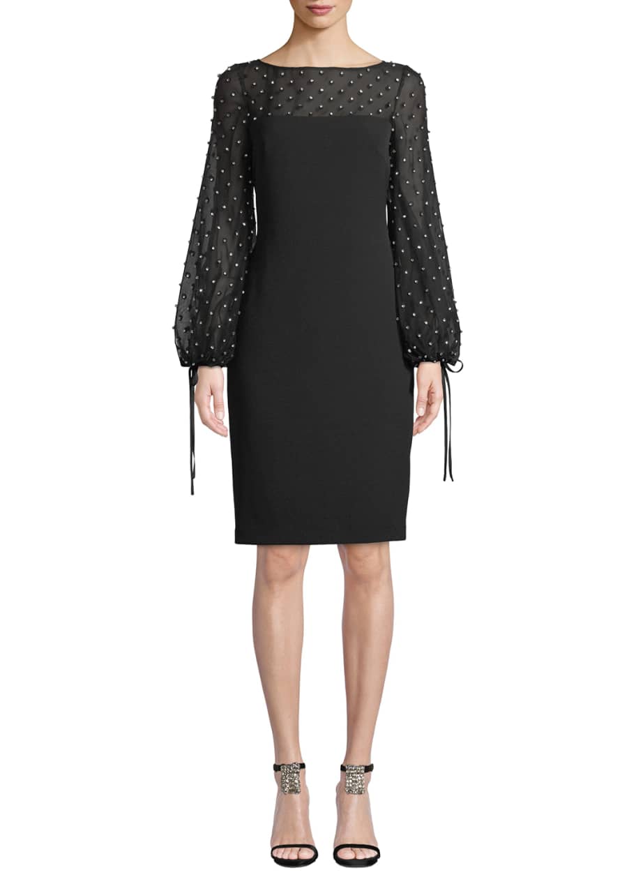 Badgley mischka lace sleeve sheath shop cocktail dress