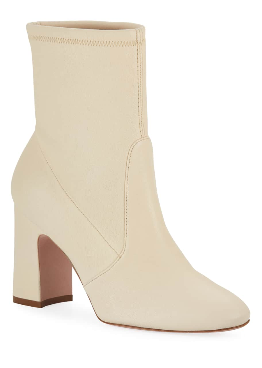 Stuart Weitzman Niki Block-Heel Leather Booties - Bergdorf Goodman