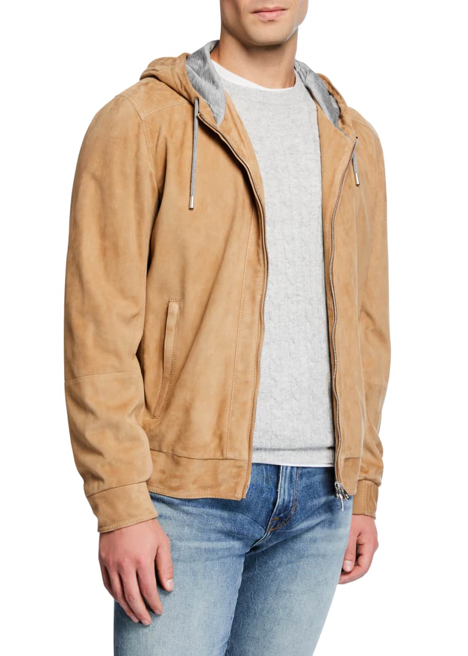 Suede hoodie mens on sale
