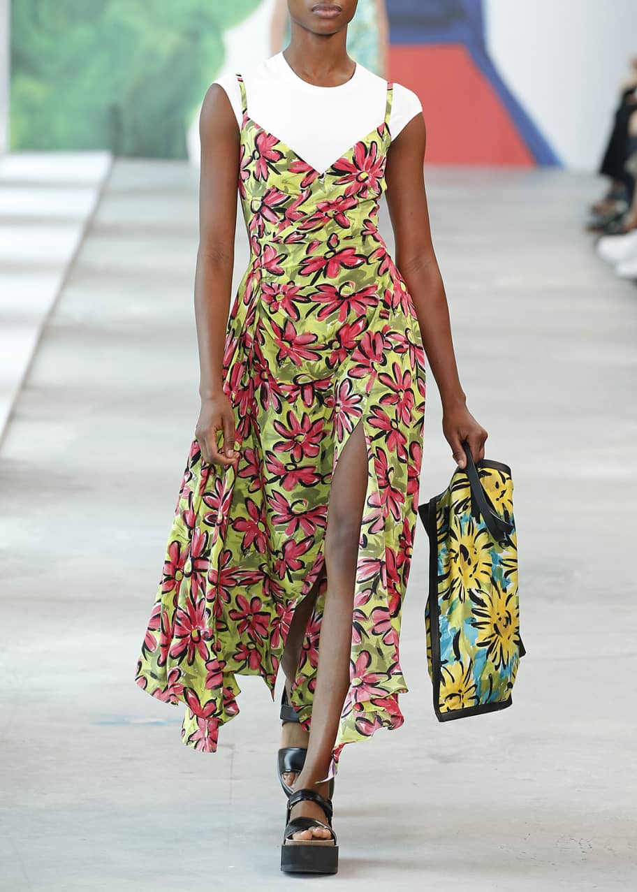 Michael Kors Collection Daisy Crepe V Neck Midi Dress Bergdorf