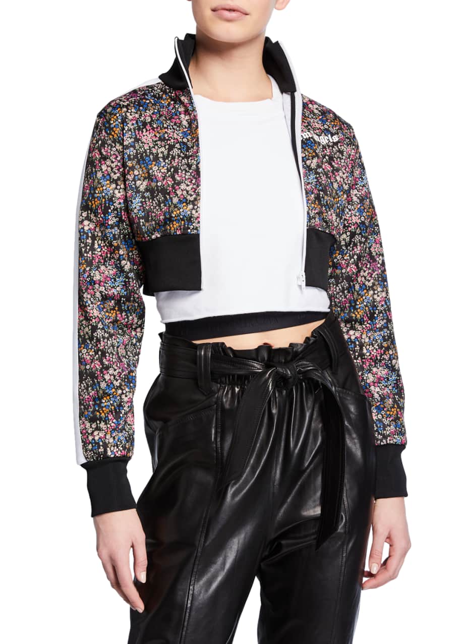 Palm Angels Cropped Floral Logo Track Jacket Bergdorf Goodman