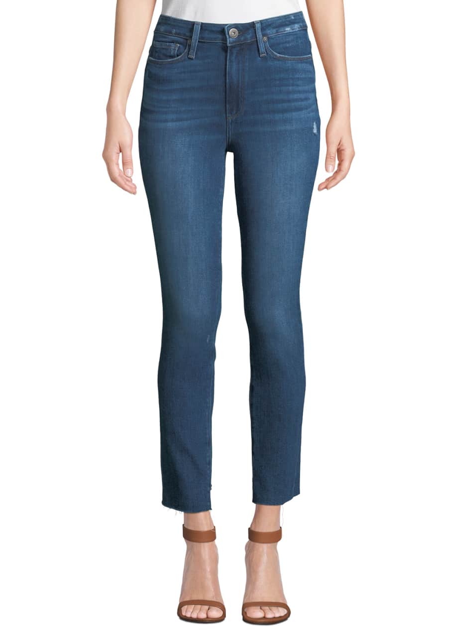 PAIGE Margot Straight Leg Ankle Jeans with Raw Hem Bergdorf Goodman