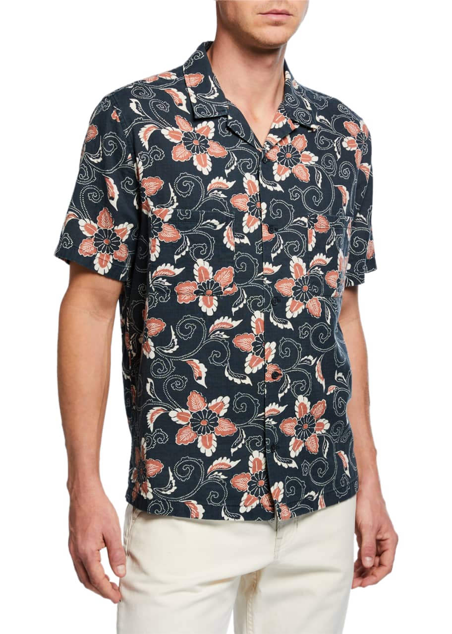 Vince Men's Short-Sleeve Double Face Floral Shirt - Bergdorf Goodman