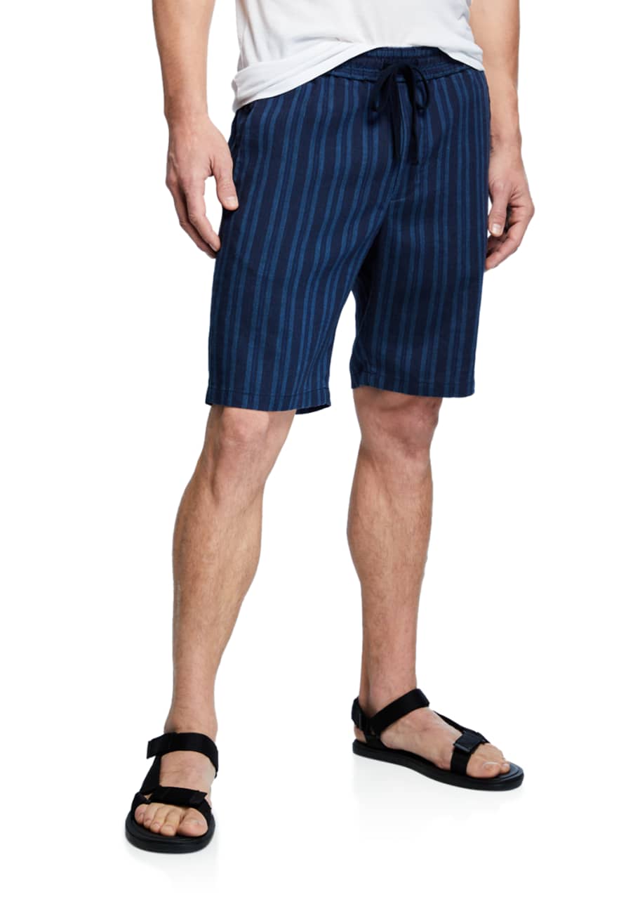 Vince Men's Striped Hemp Pull-On Shorts - Bergdorf Goodman