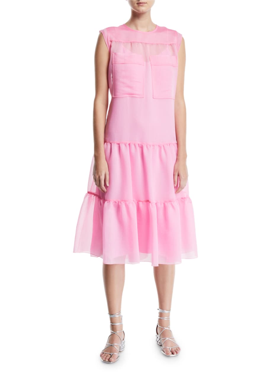 See by Chloe Tiered Midi Dress with Utility Pockets - Bergdorf Goodman
