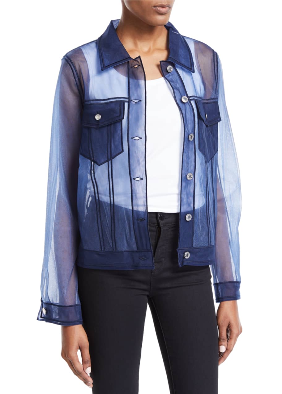 Viktor & Rolf Tulle Denim Button-Front Jacket - Bergdorf Goodman