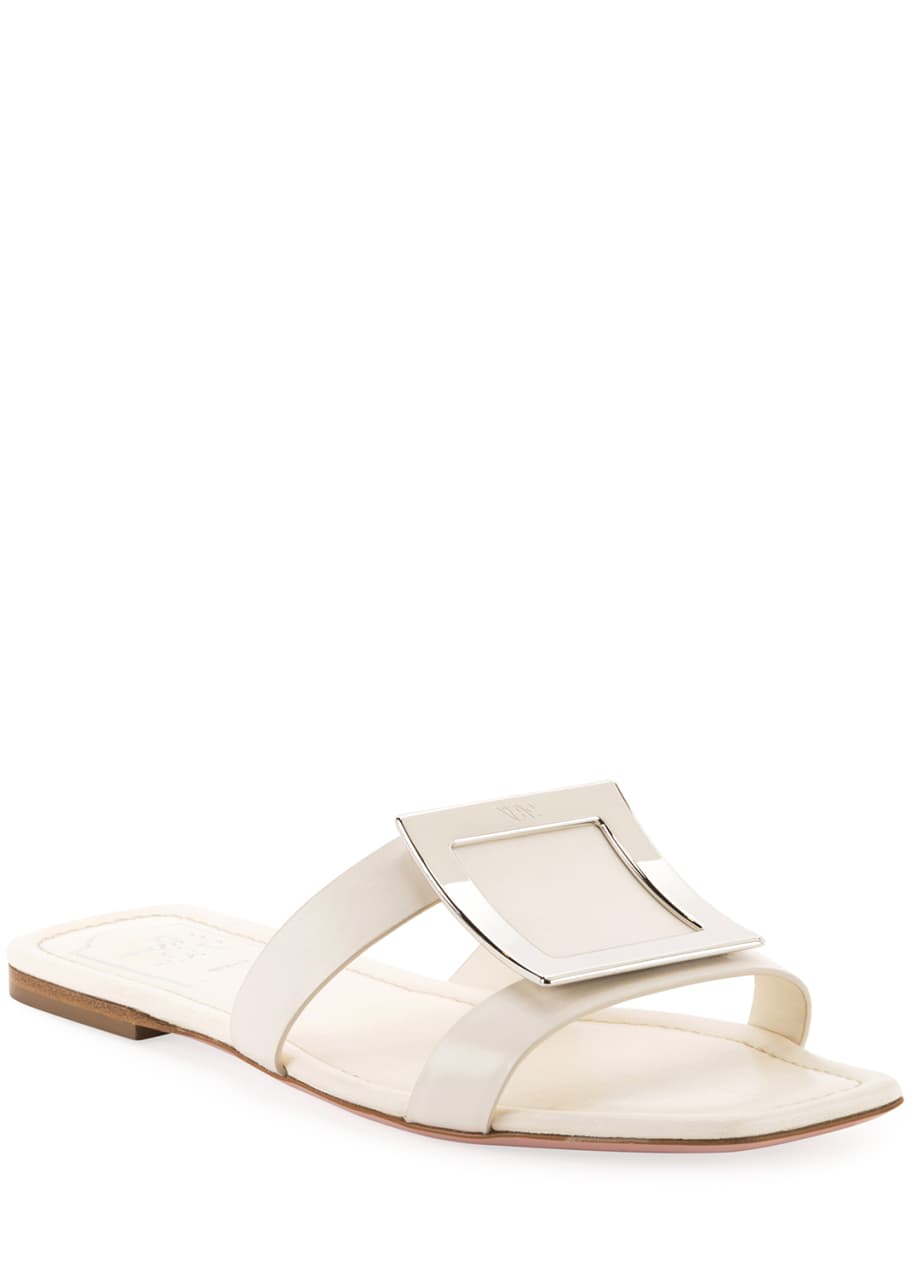 Image 1 of 1: Flat Leather Buckle Sandals