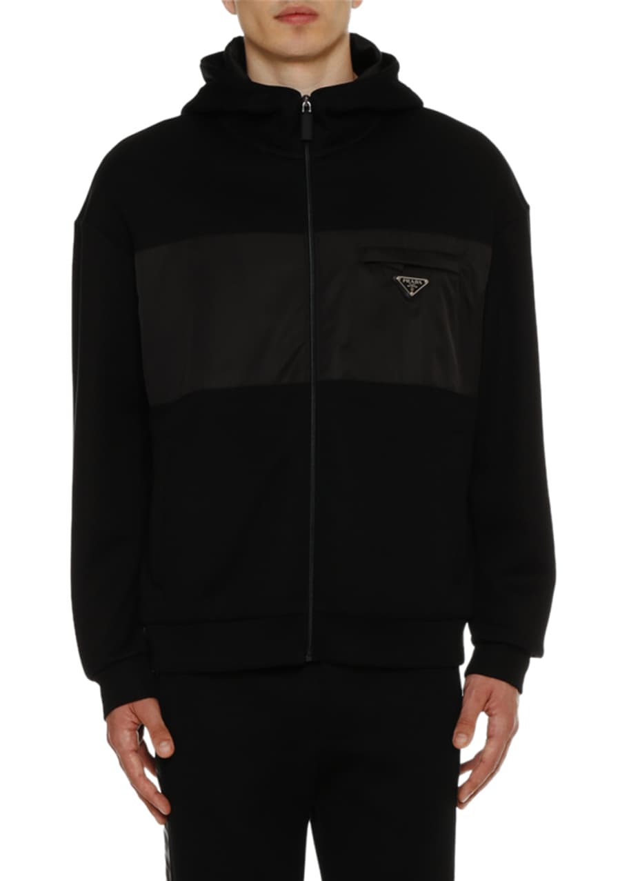 Prada Men's Fleece Hooded Bomber Jacket - Bergdorf Goodman