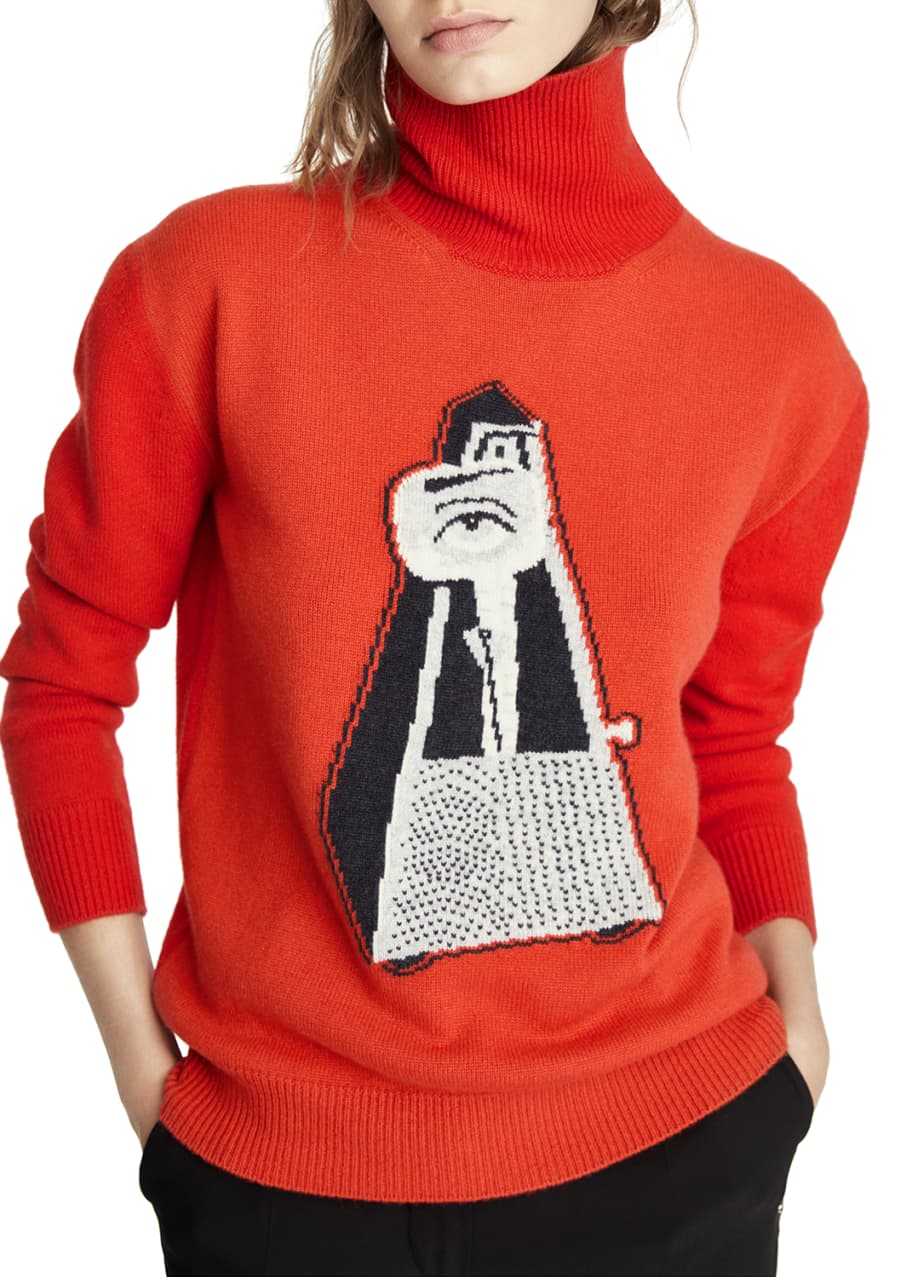 Schiaparelli Cashmere Eye Metronome Intarsia Turtleneck Sweater