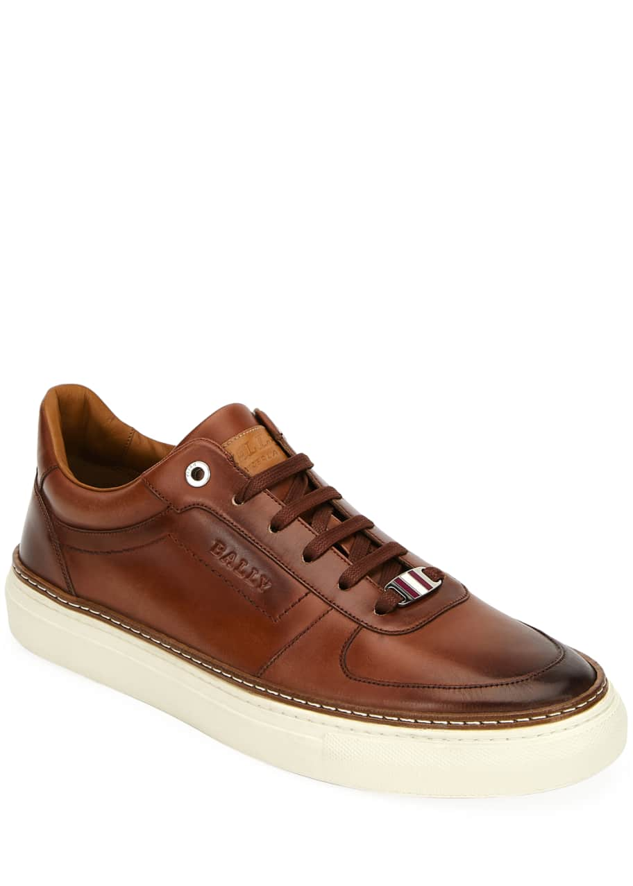 Bally Men's Hens Logo-Embossed Burnished Sneakers - Bergdorf Goodman