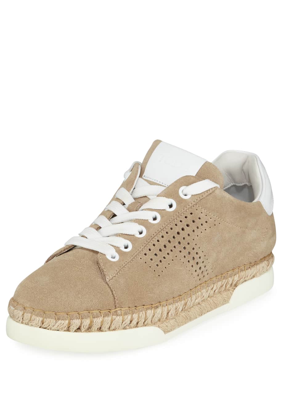 Tod s Perforated Lace Up Espadrille Sneakers Bergdorf Goodman