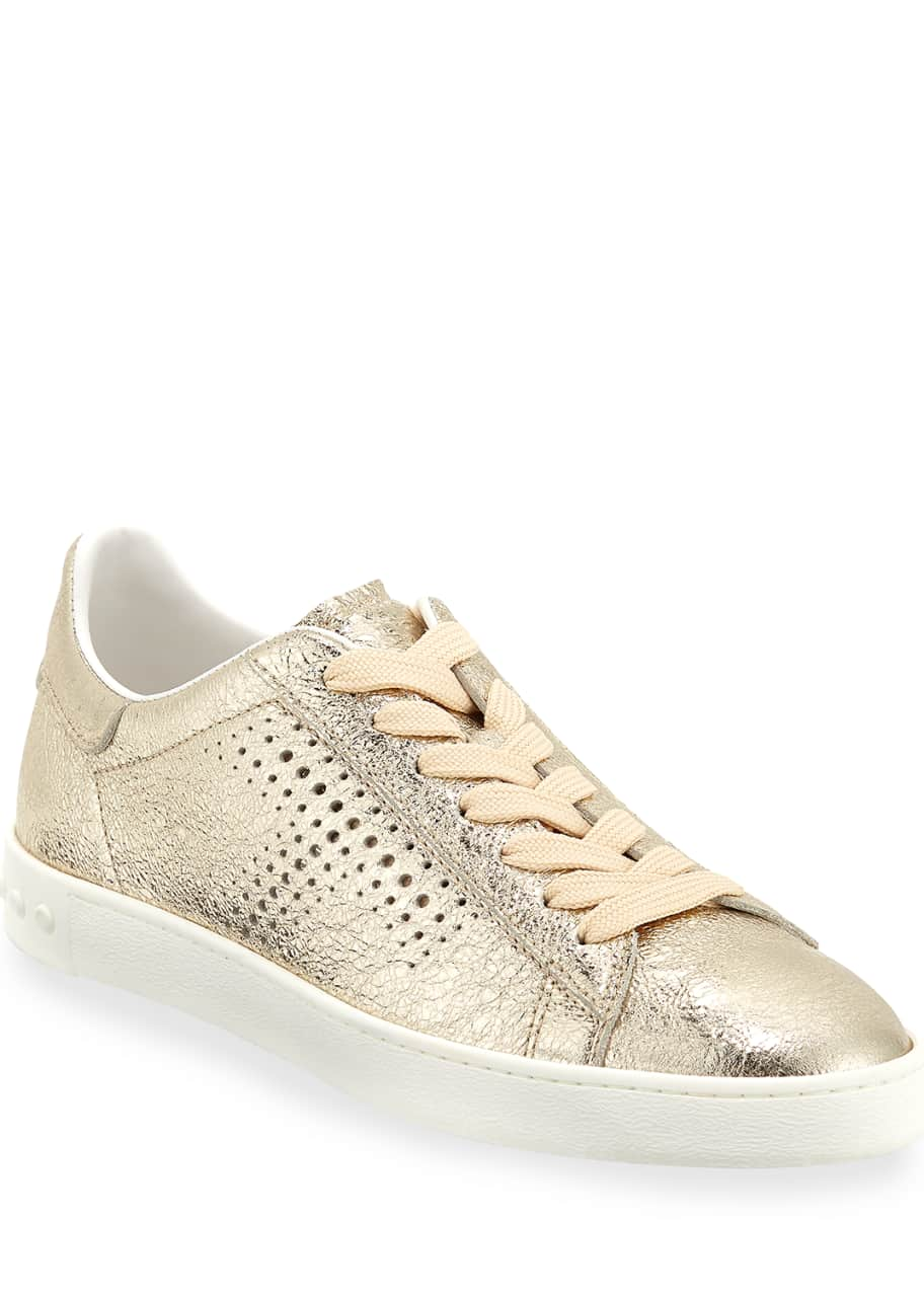 Tod's Perforated Metallic Leather Sneakers - Bergdorf Goodman