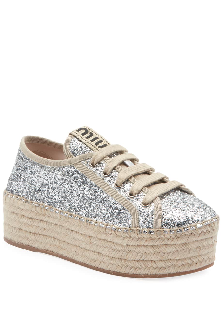 Image 1 of 1: Glitter Flatform Sneaker Espadrilles