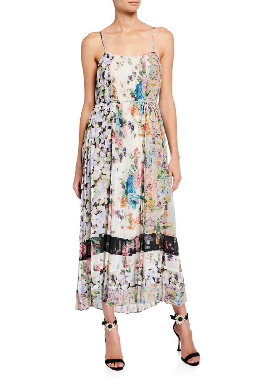 Zimmermann Ninety Six Pleated Floral Print Slip Dress Bergdorf