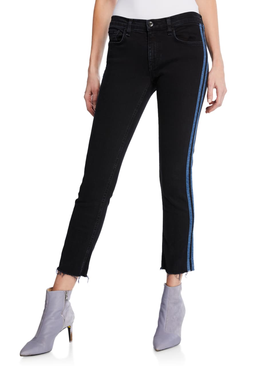 Image 1 of 1: Ankle Dre Mid-Rise Skinny Jeans w/ Side Stripes