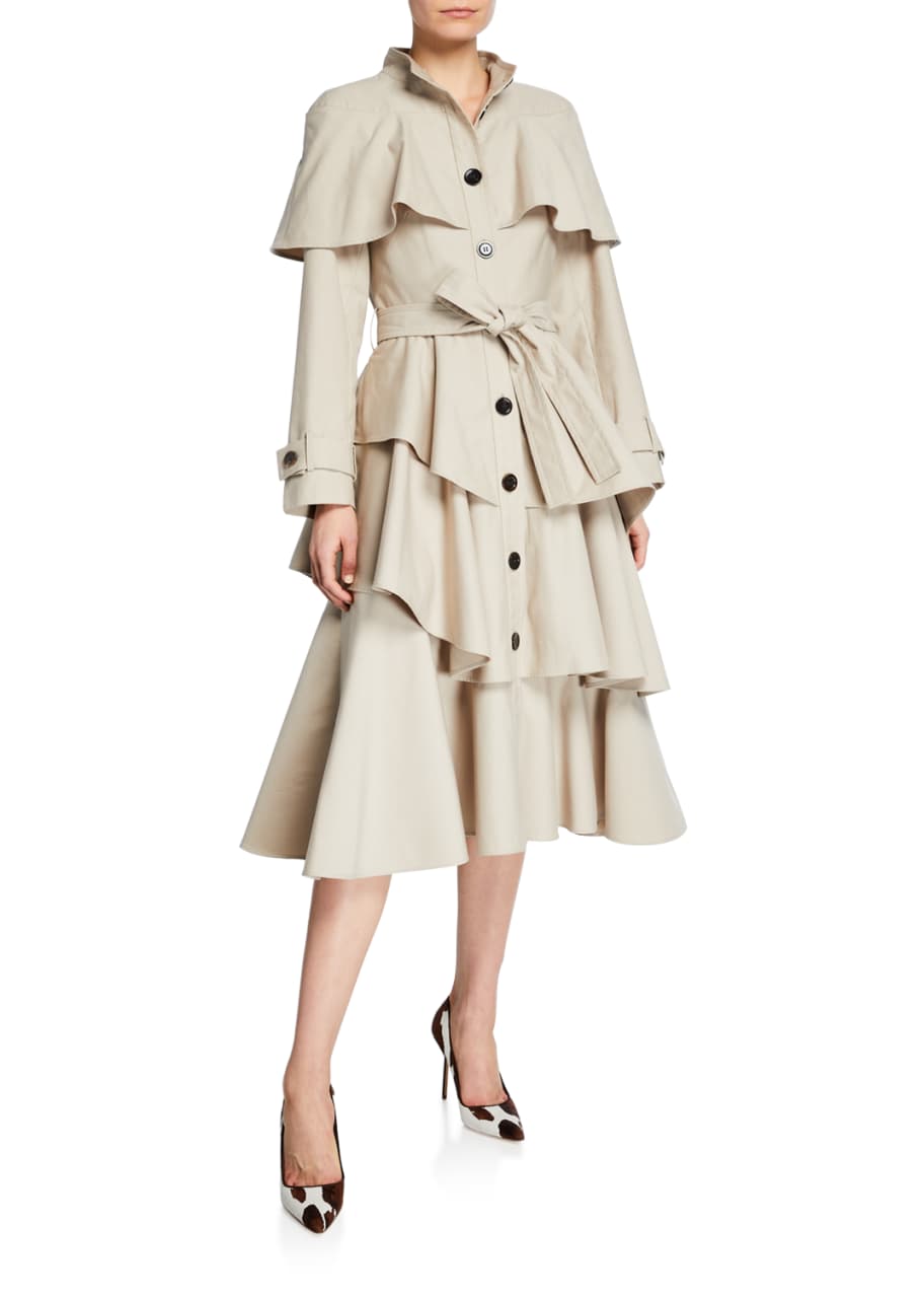 OSMAN Ruffle-Tiered Trench Coat - Bergdorf Goodman