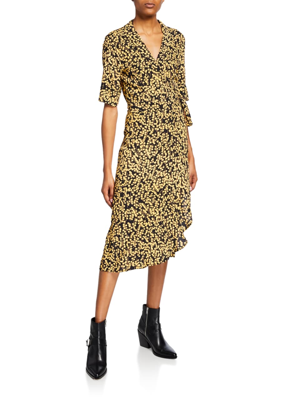 Ganni goldstone store crepe wrap dress