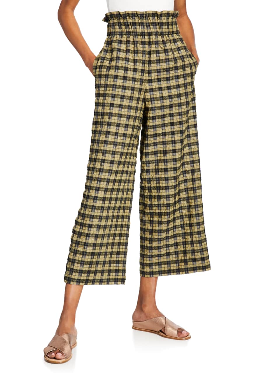 Wide leg seersucker pants cheap
