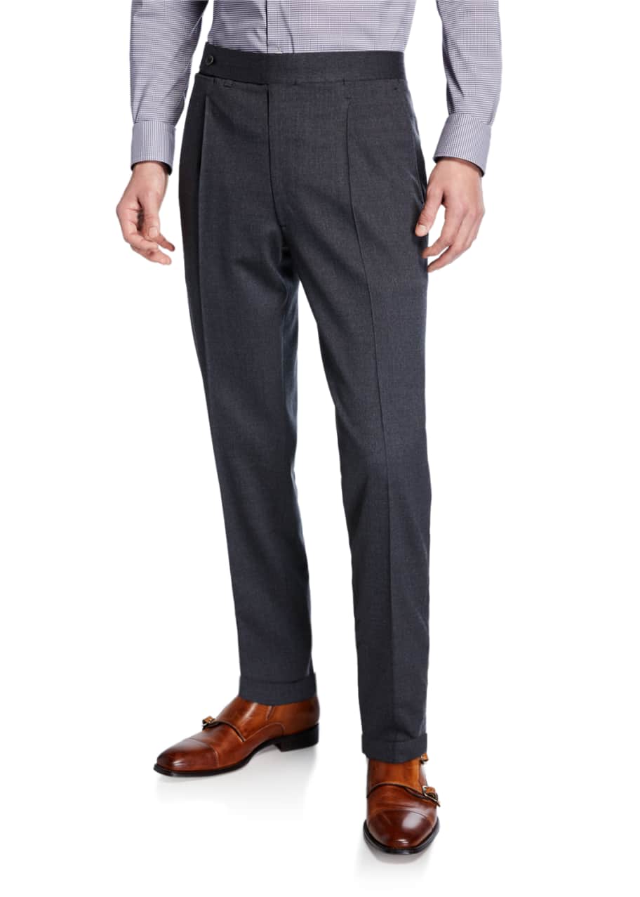 Ambrosi Napoli Men's SinglePleat StretchWool Pants Bergdorf Goodman