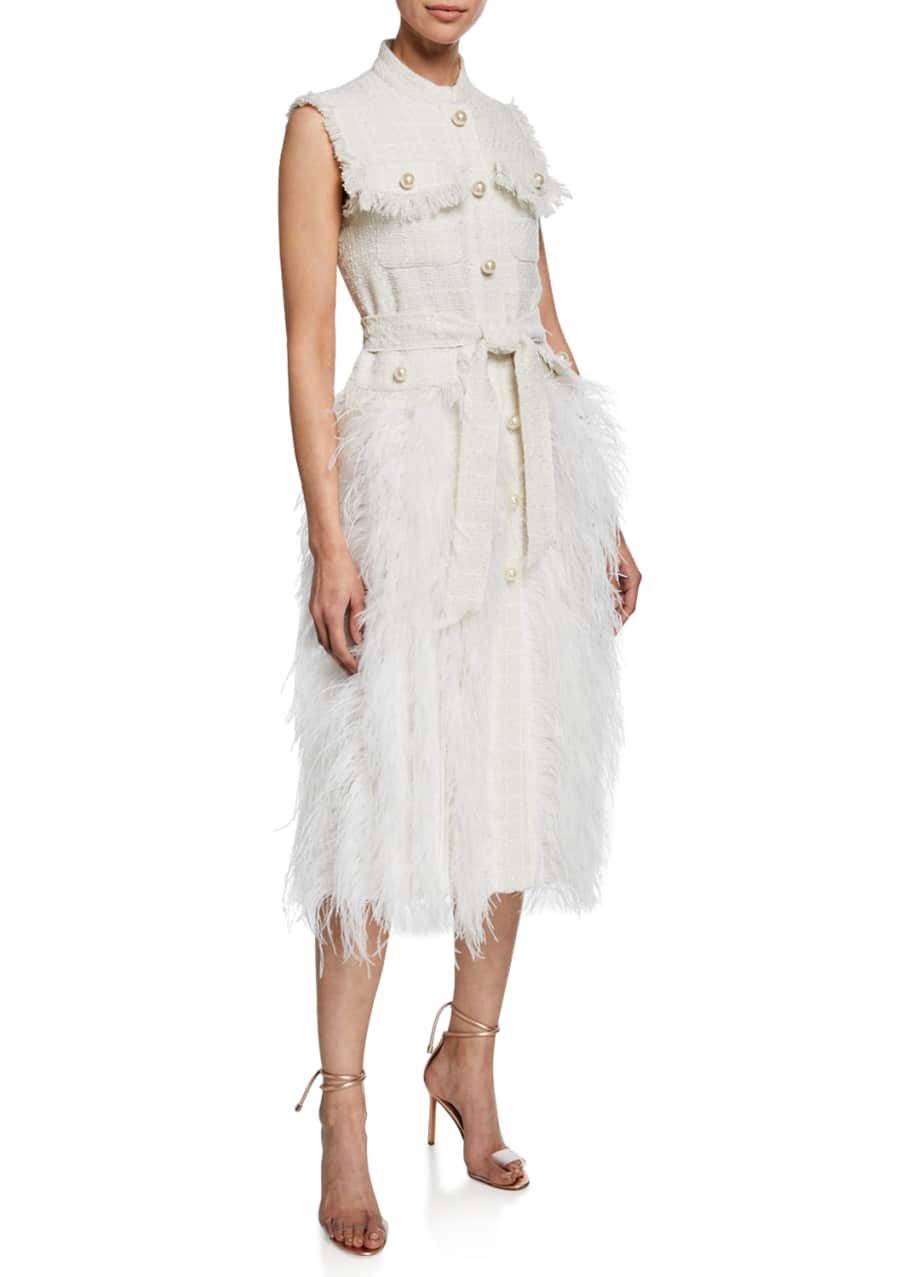 Huishan zhang top feather dress