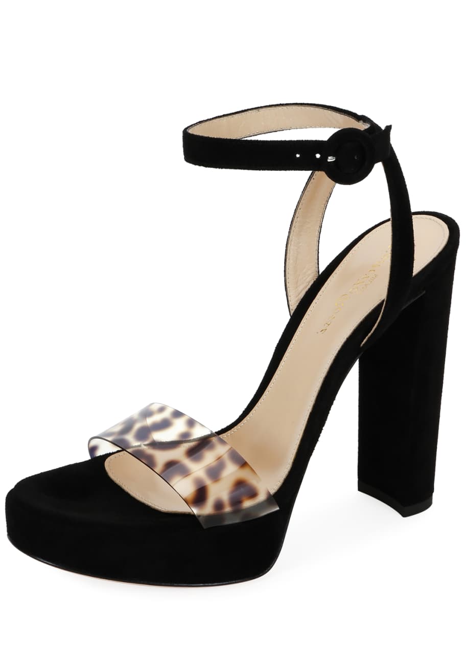 Gianvito Rossi Suede Platform Leopard-Strap Sandals - Bergdorf Goodman