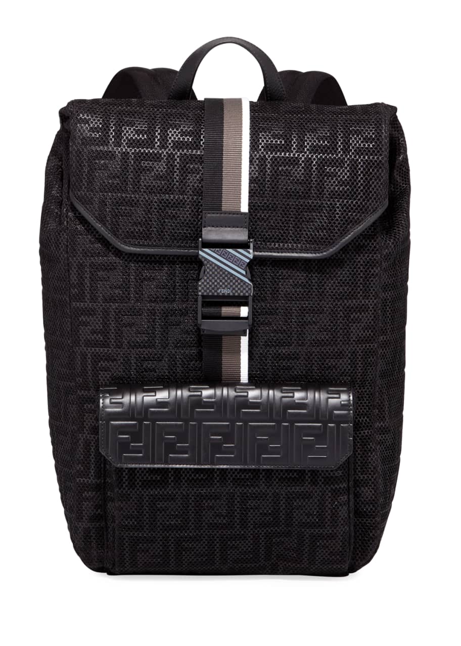 Fendi Men's FF-Embossed Mesh Flap-Top Backpack - Bergdorf Goodman