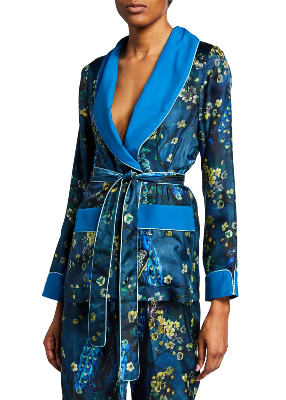 Image 1 of 1: Peacock Floral Print Robe Top