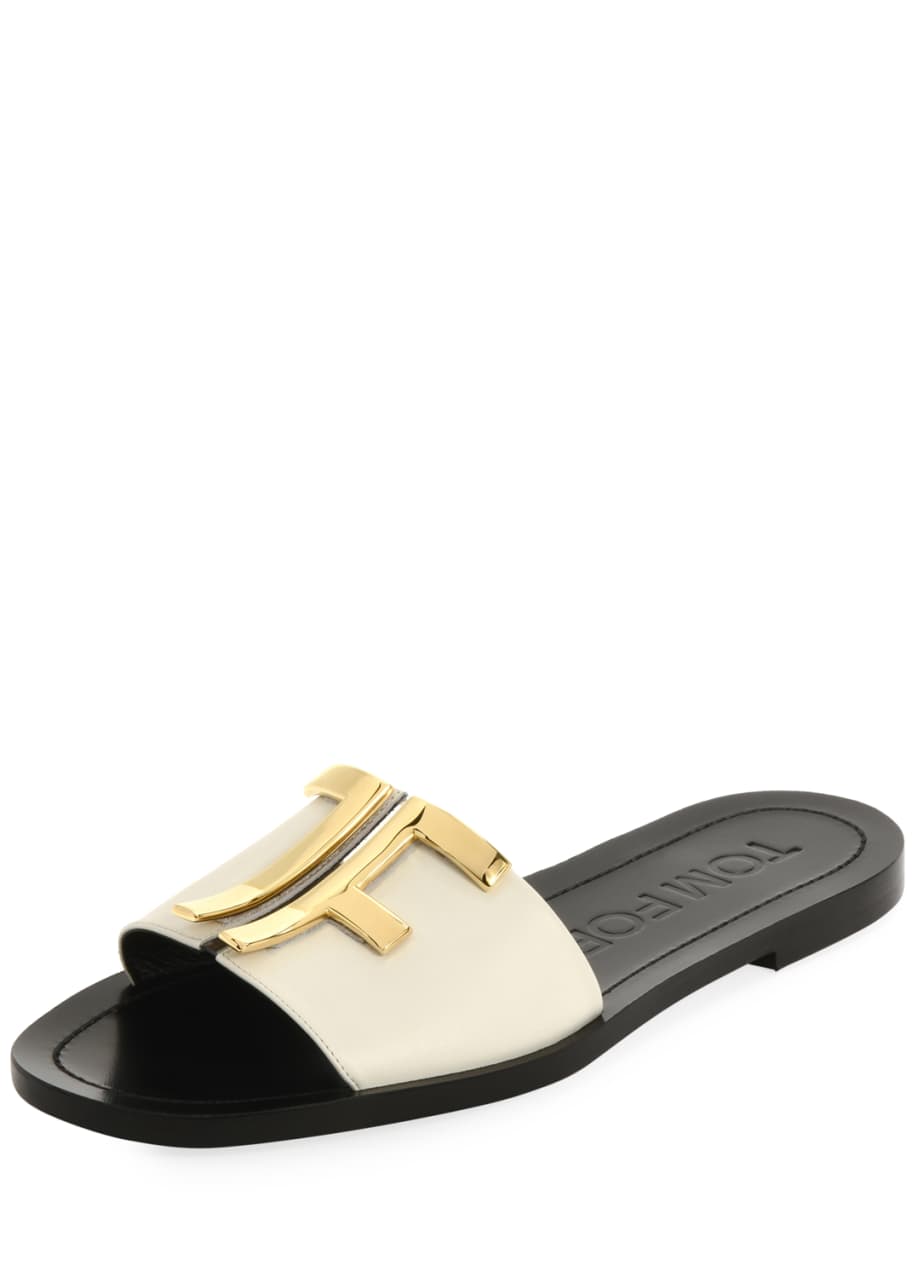 TOM FORD TF Leather Slide Sandals - Bergdorf Goodman