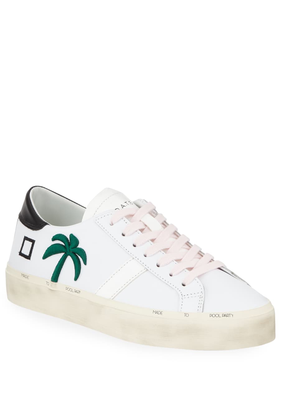 D.A.T.E. Hill Leather Palm Tree Sneakers - Bergdorf Goodman