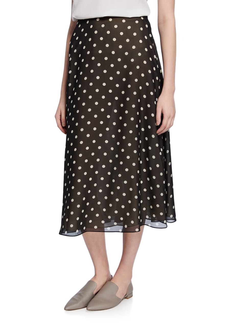 Silk polka sale dot midi skirt