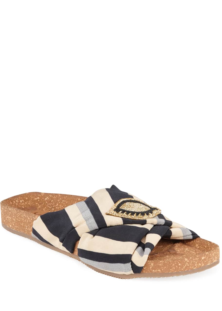 Figue Suki Beaded Silk Slide Sandals - Bergdorf Goodman