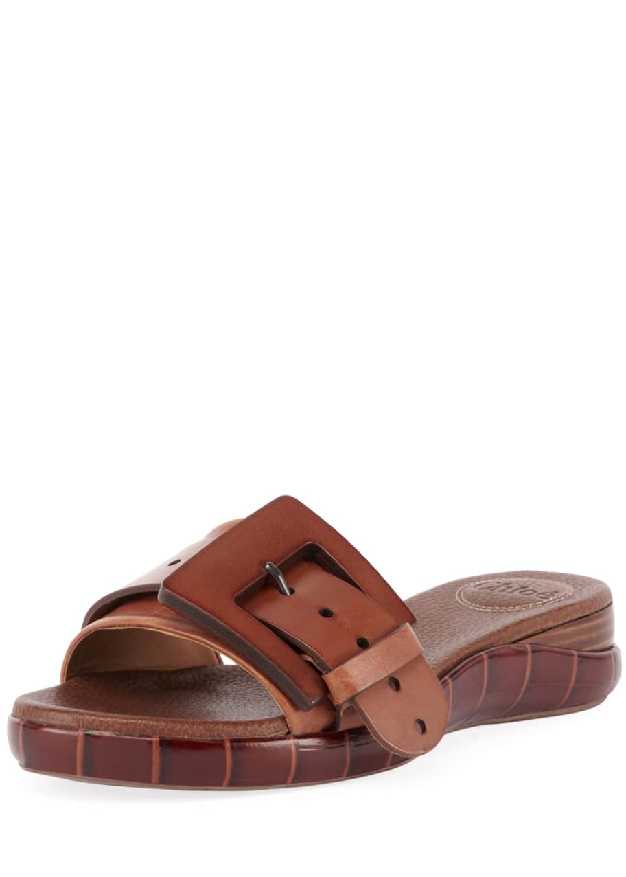Willy Leather Buckle Slide Sandals