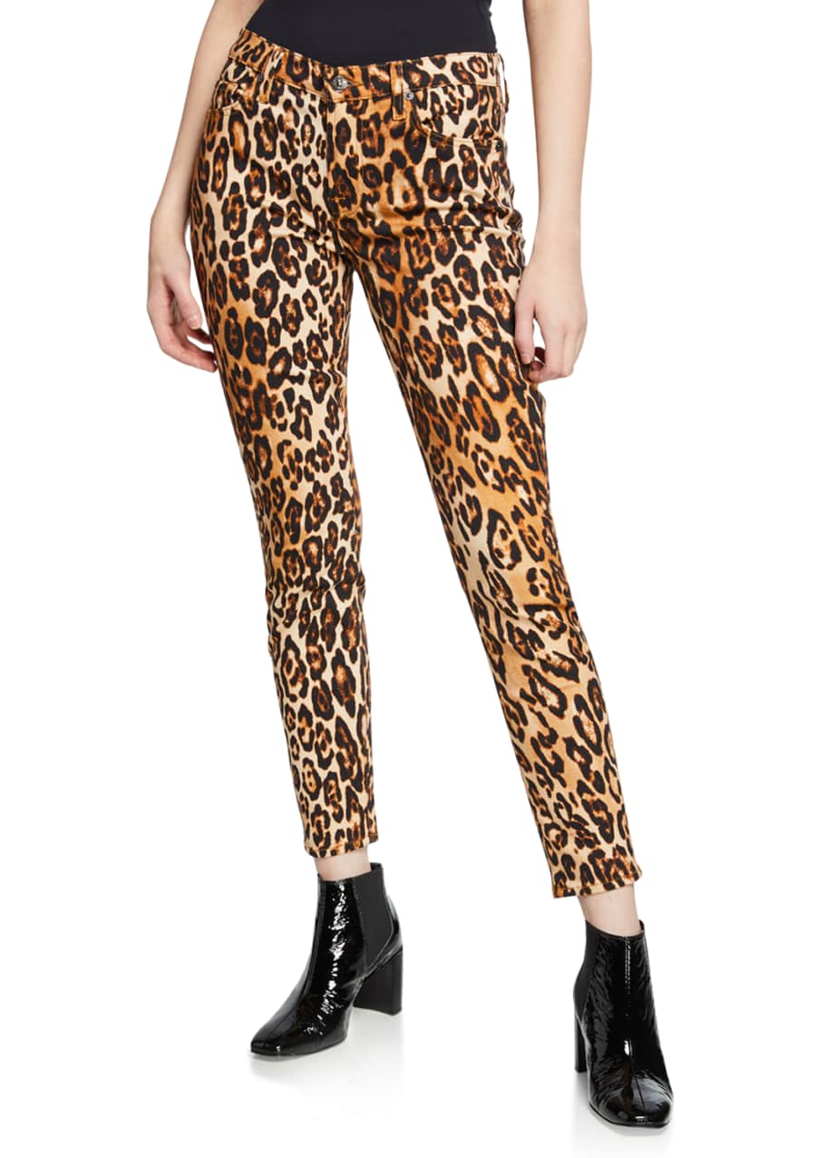 7 for all mankind Ankle Skinny Mid-Rise Leopard-Print Jeans - Bergdorf ...