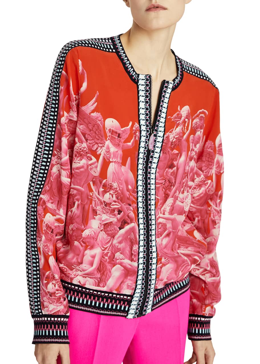 Image 1 of 1: Pink Victory Silk Bomber Jacket