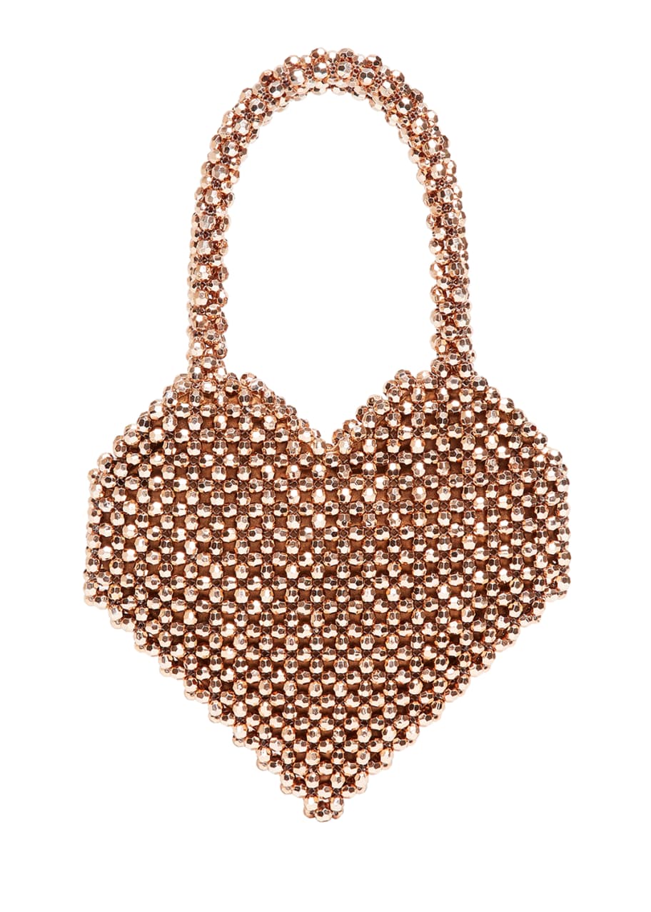 Image 1 of 1: Maria Beaded Heart-Shape Top-Handle Bag