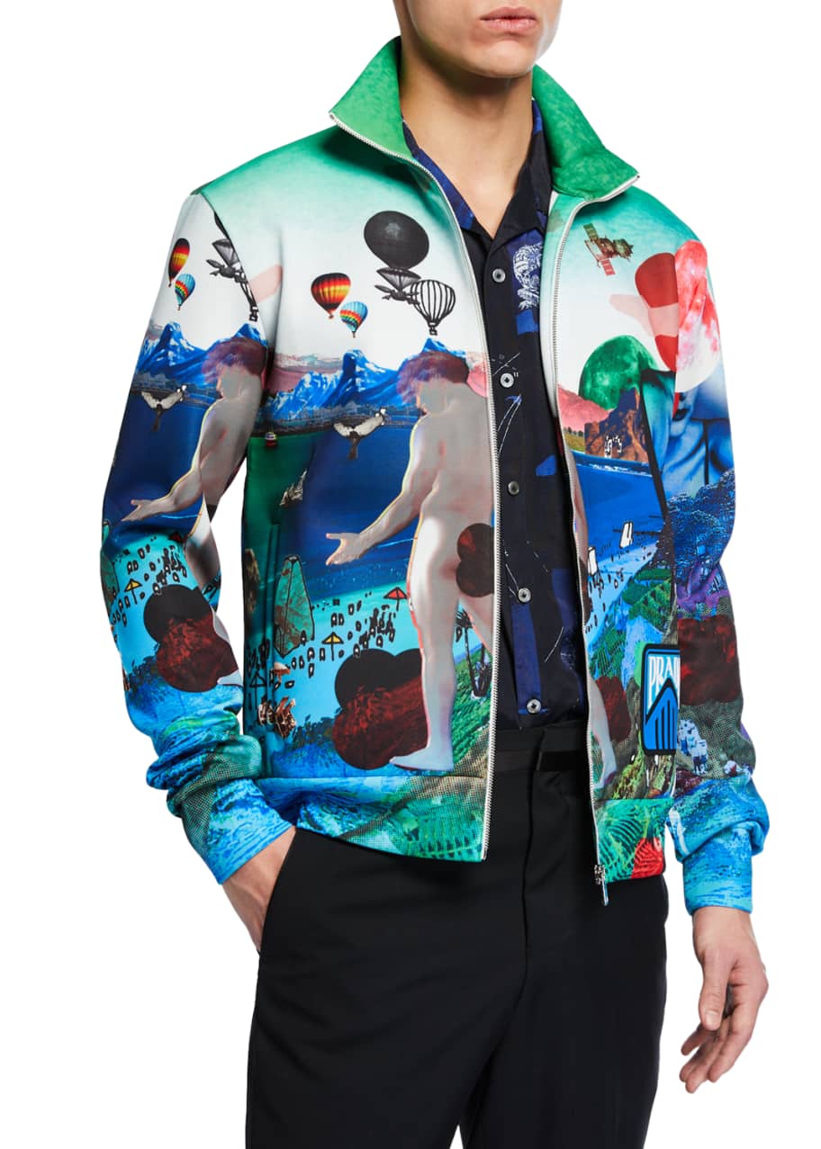 Prada Men's Graphic-Pattern Track Jacket - Bergdorf Goodman