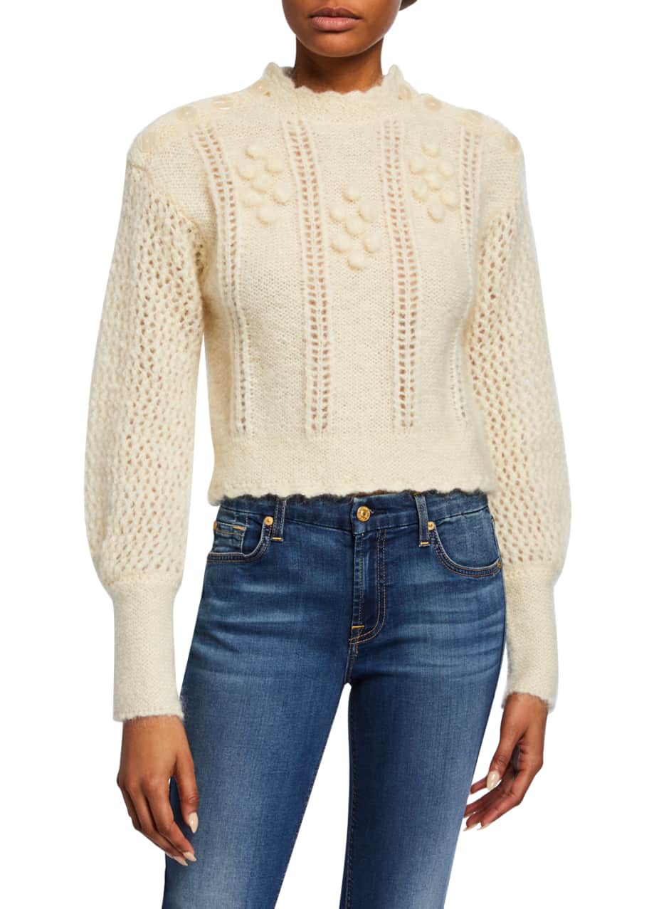 LoveShackFancy Persephone High-Neck Cropped Mohair Sweater - Bergdorf ...