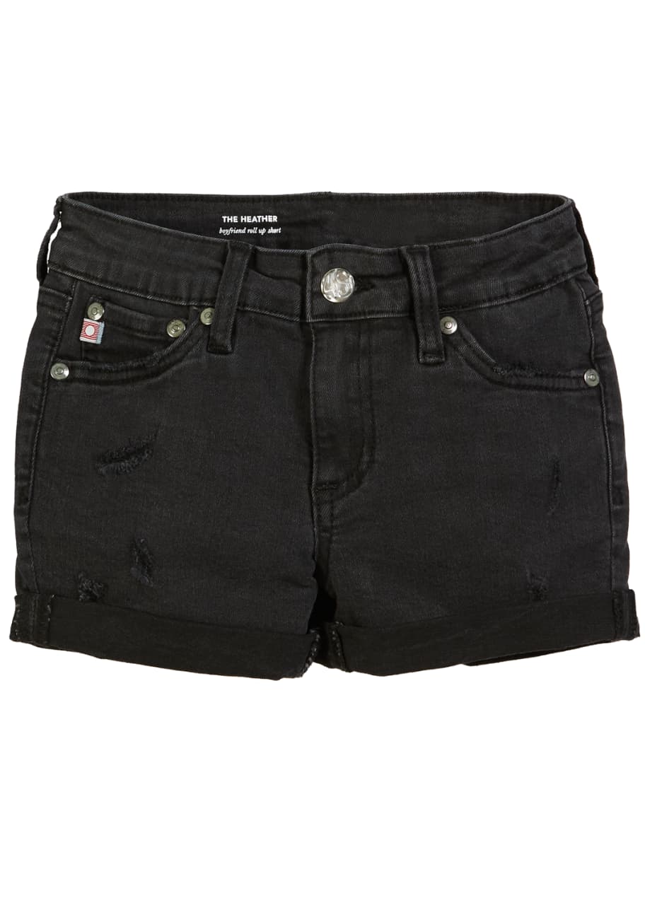 Image 1 of 1: Girls' Heather Distressed Rolled-Cuff Shorts, Size 7-14