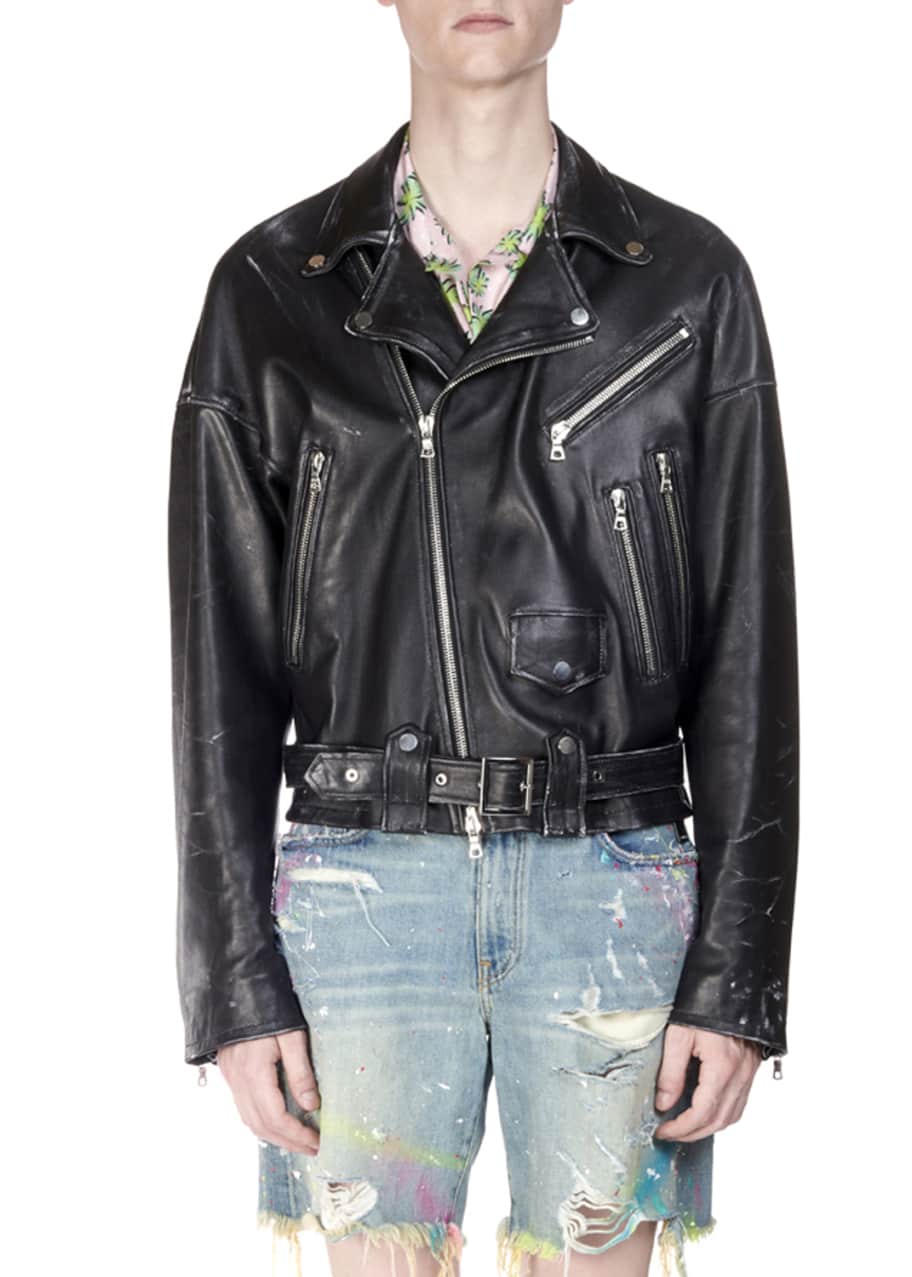 Men's oversized leather jacket hotsell