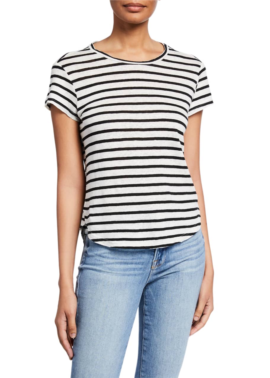 FRAME Striped Linen ShortSleeve Tee Bergdorf Goodman