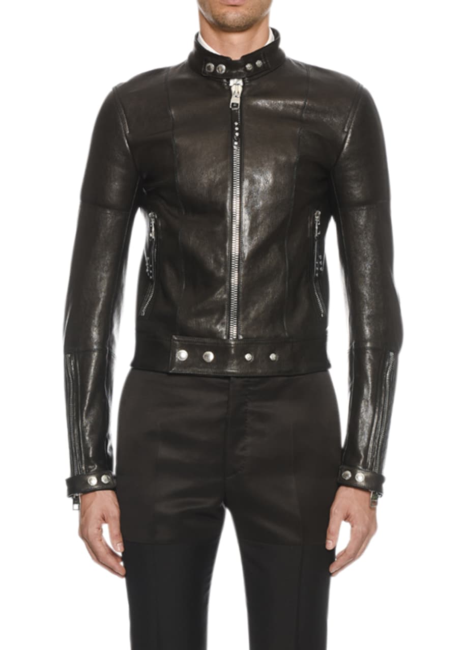 Alexander McQueen Men s Leather Biker Jacket Bergdorf Goodman