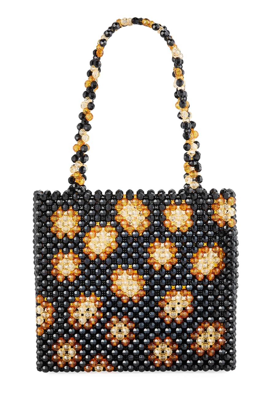 Image 1 of 1: Leopard Acrylic Beaded Tote Bag