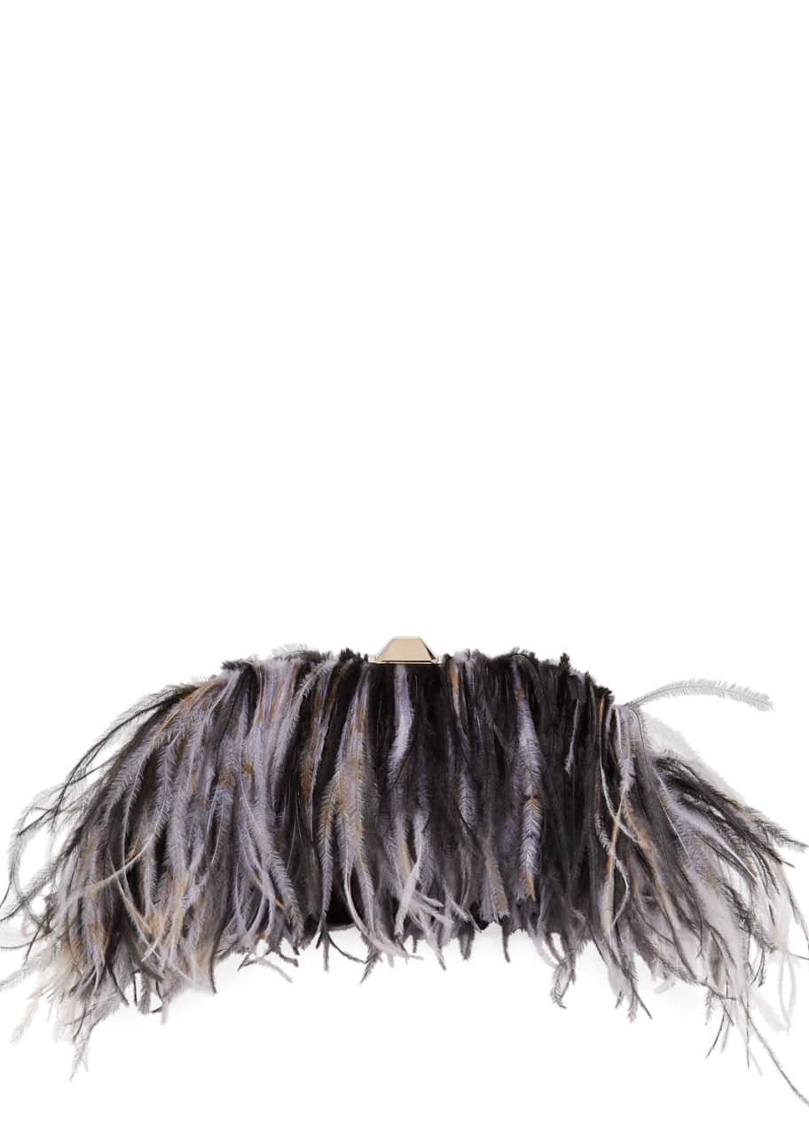 Ostrich feather evening bag top