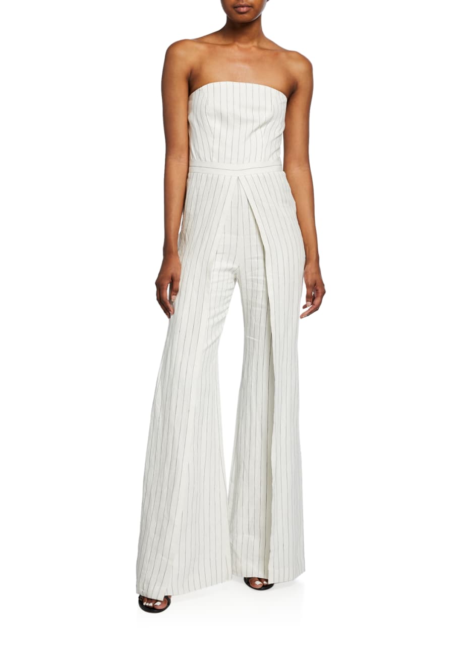 Image 1 of 1: Charlize Strapless Pinstripe Jumpsuit